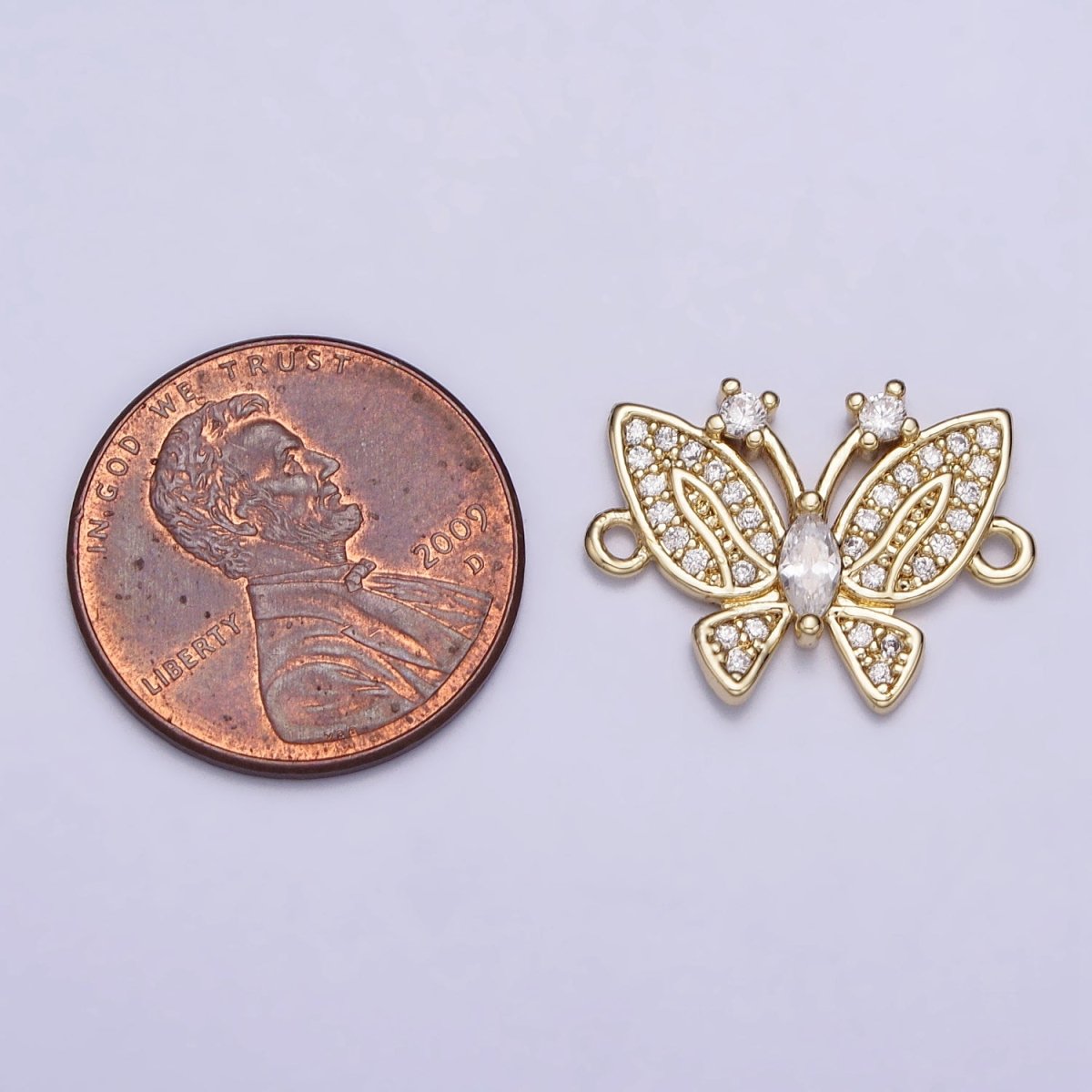 14K Gold Filled Clear CZ Marquise Micro Paved Butterfly Mariposa Antenna Connector | Y-882