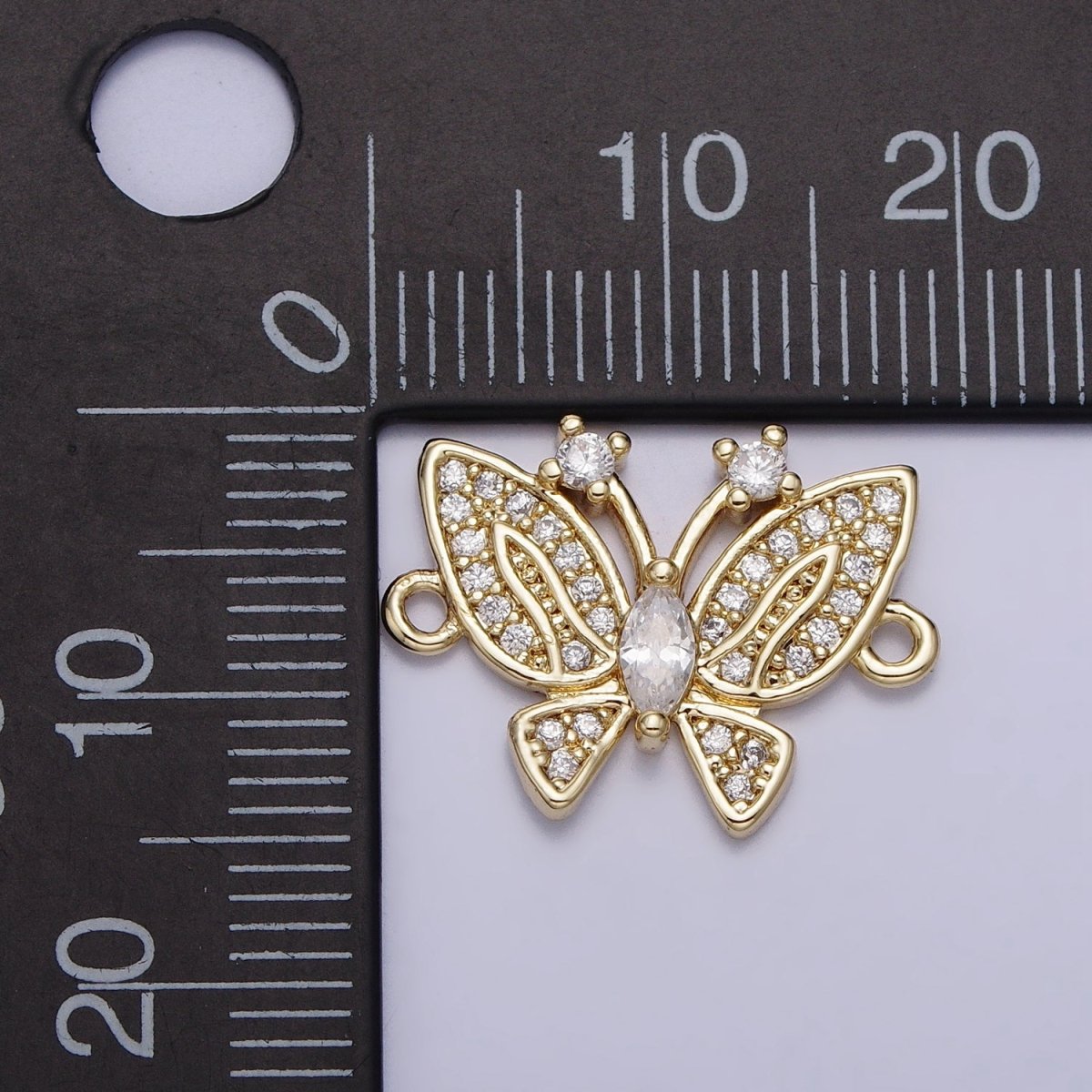 14K Gold Filled Clear CZ Marquise Micro Paved Butterfly Mariposa Antenna Connector | Y-882