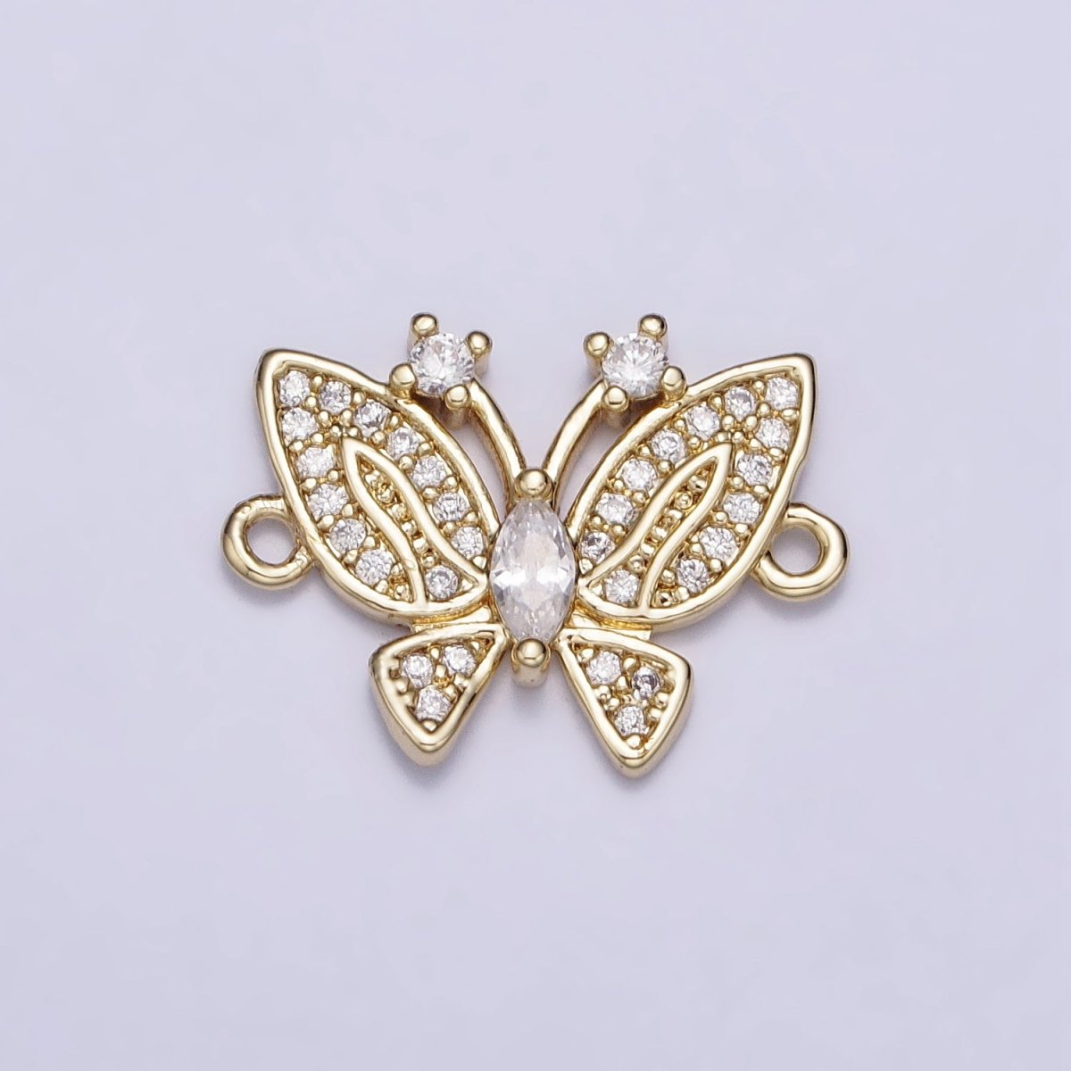 14K Gold Filled Clear CZ Marquise Micro Paved Butterfly Mariposa Antenna Connector | Y-882