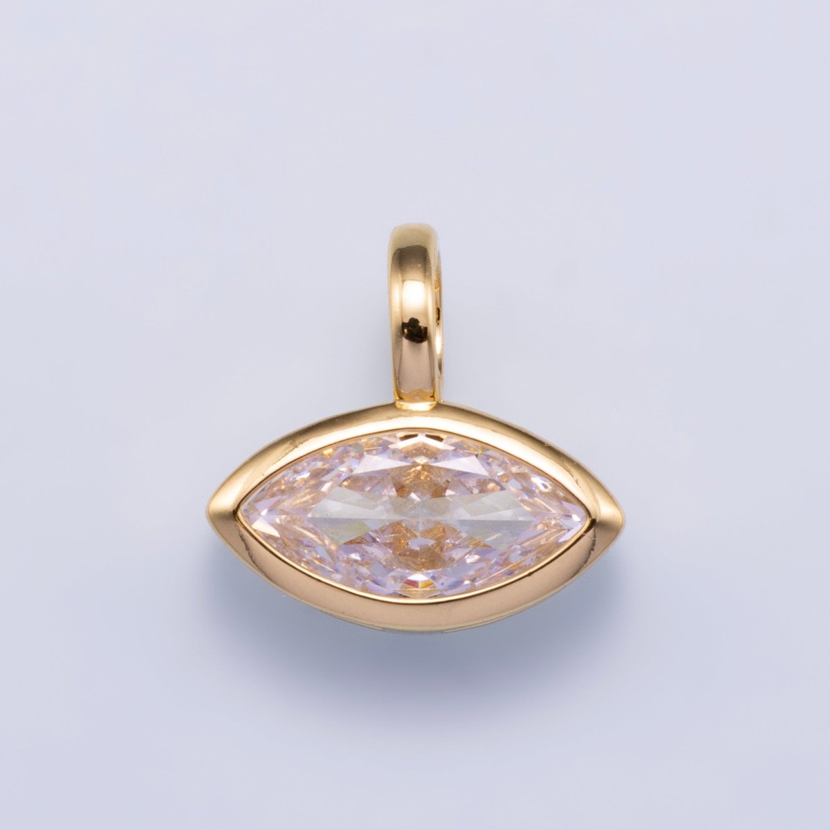 14K Gold Filled Clear Baguette, Oval, Marquise CZ Bezel Collar Chain Pendant in Gold & Silver | Charms-00750 ~ Charms-00752