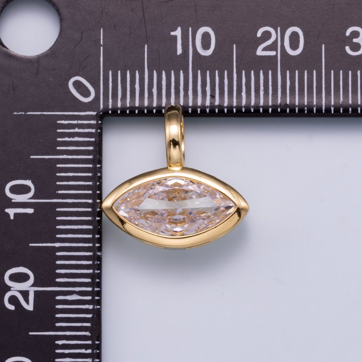 14K Gold Filled Clear Baguette, Oval, Marquise CZ Bezel Collar Chain Pendant in Gold & Silver | Charms-00750 ~ Charms-00752