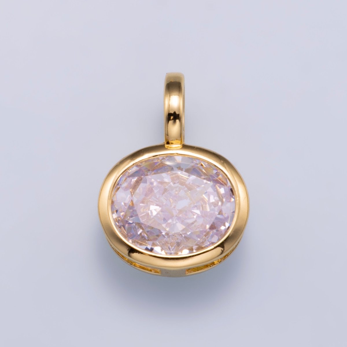 14K Gold Filled Clear Baguette, Oval, Marquise CZ Bezel Collar Chain Pendant in Gold & Silver | Charms-00750 ~ Charms-00752