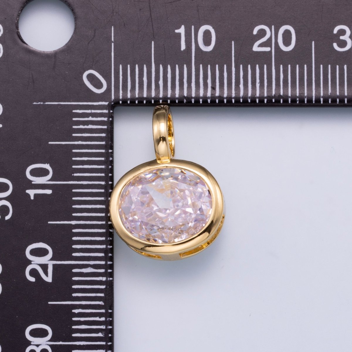 14K Gold Filled Clear Baguette, Oval, Marquise CZ Bezel Collar Chain Pendant in Gold & Silver | Charms-00750 ~ Charms-00752