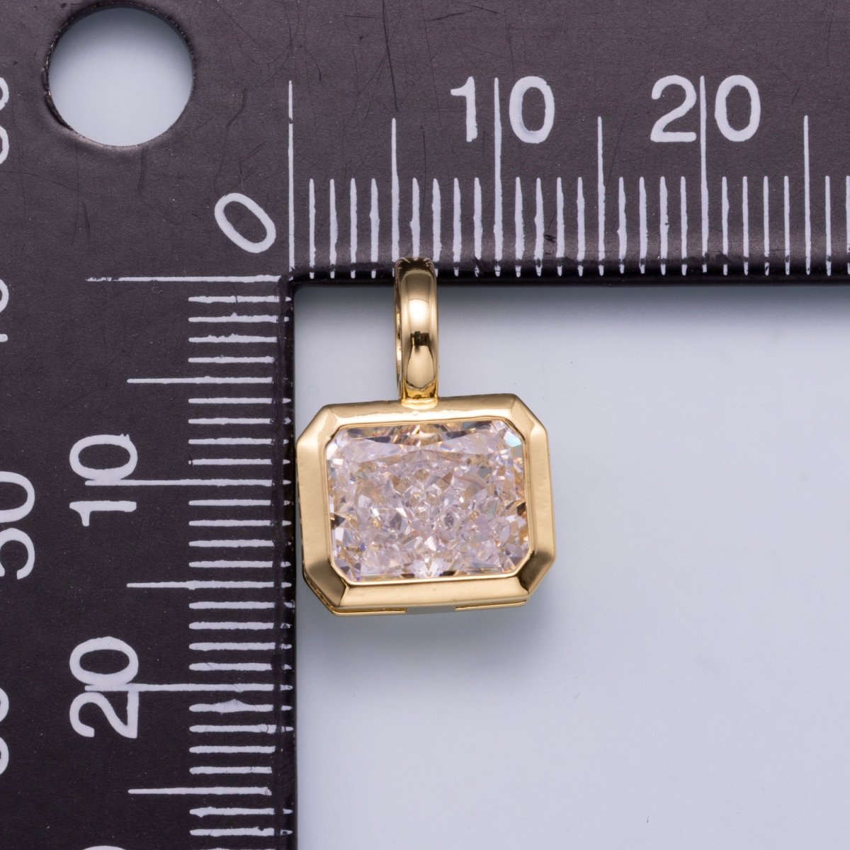 14K Gold Filled Clear Baguette, Oval, Marquise CZ Bezel Collar Chain Pendant in Gold & Silver | Charms-00750 ~ Charms-00752