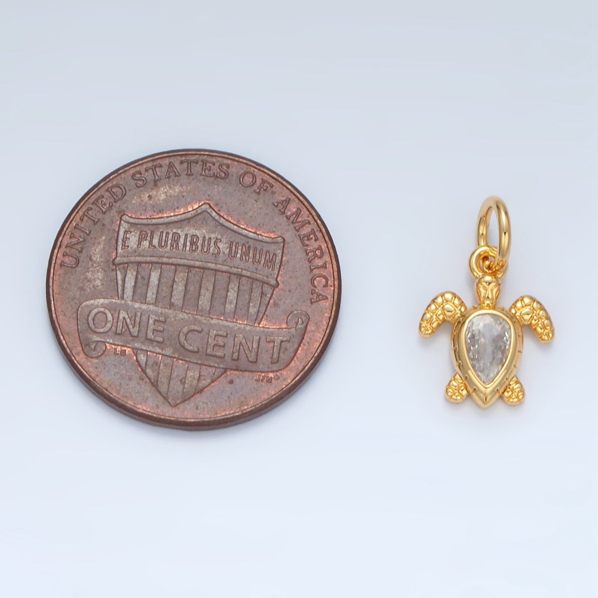 14K Gold Filled Clear CZ Tortoise Turtle Sea Animal Charm | AG887