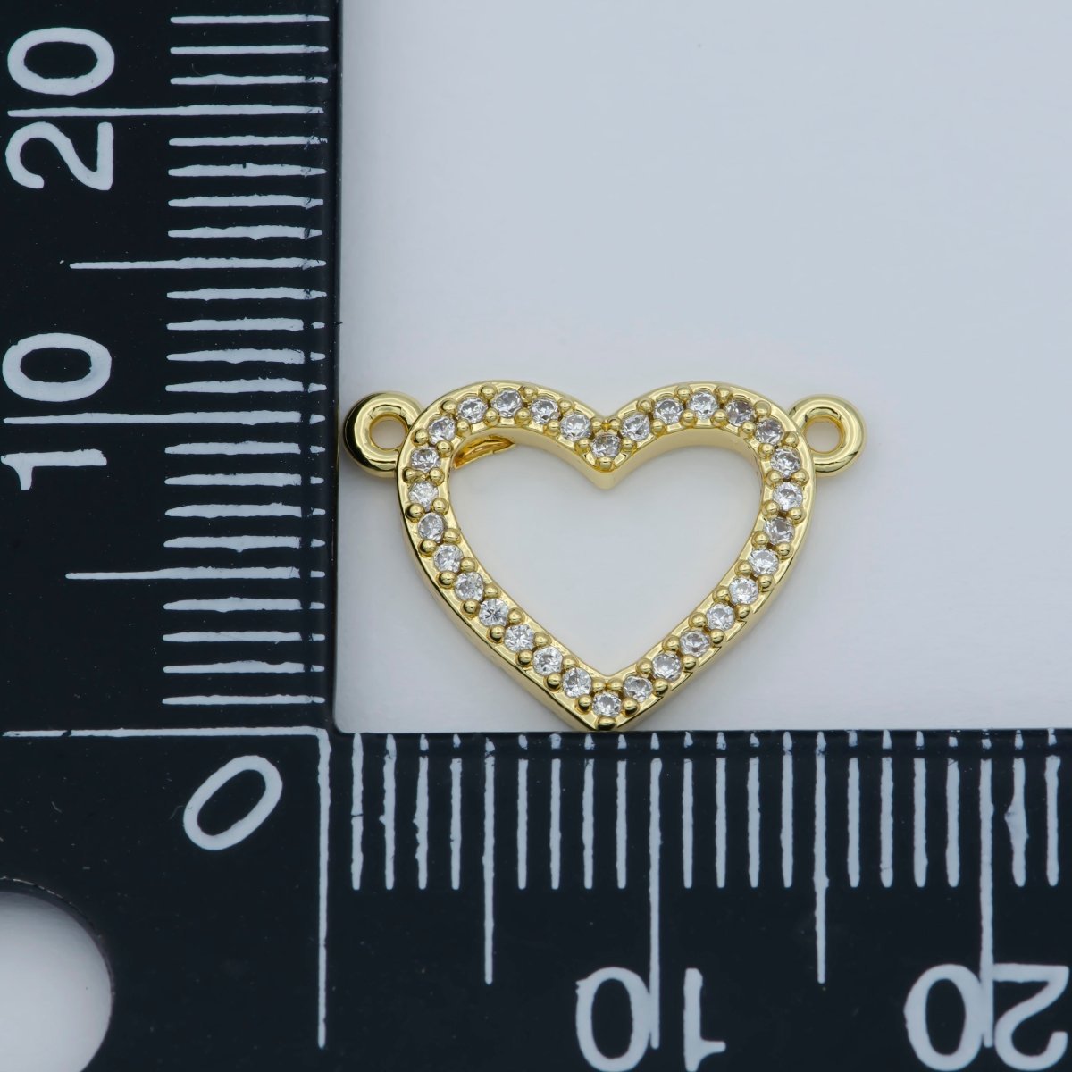 14k Gold Filled Clear Micro Pave CZ Heart Charm Connector Micro Pave CZ Heart Bracelet Connector For Bracelet Necklace Supply DIY Jewelry F-882