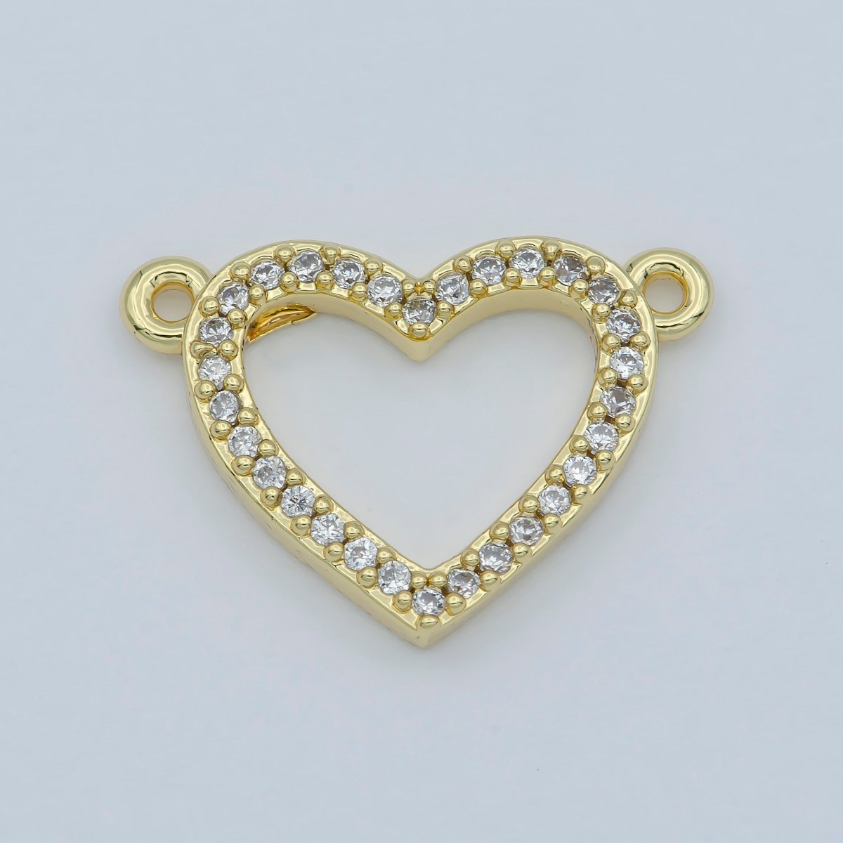 14k Gold Filled Clear Micro Pave CZ Heart Charm Connector Micro Pave CZ Heart Bracelet Connector For Bracelet Necklace Supply DIY Jewelry F-882