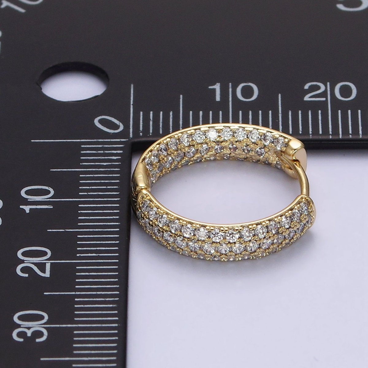 14K Gold Filled Clear Micro Paved CZ Front-Facing 18mm Hoop Earrings | AD-428