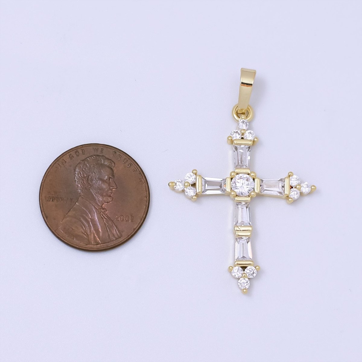 14k Gold Filled Cross Pendant, Cubic Micro Pave Baguette cross charm CZ Pendant Religious Necklace Pendant Jewelry Making J-186 J-868