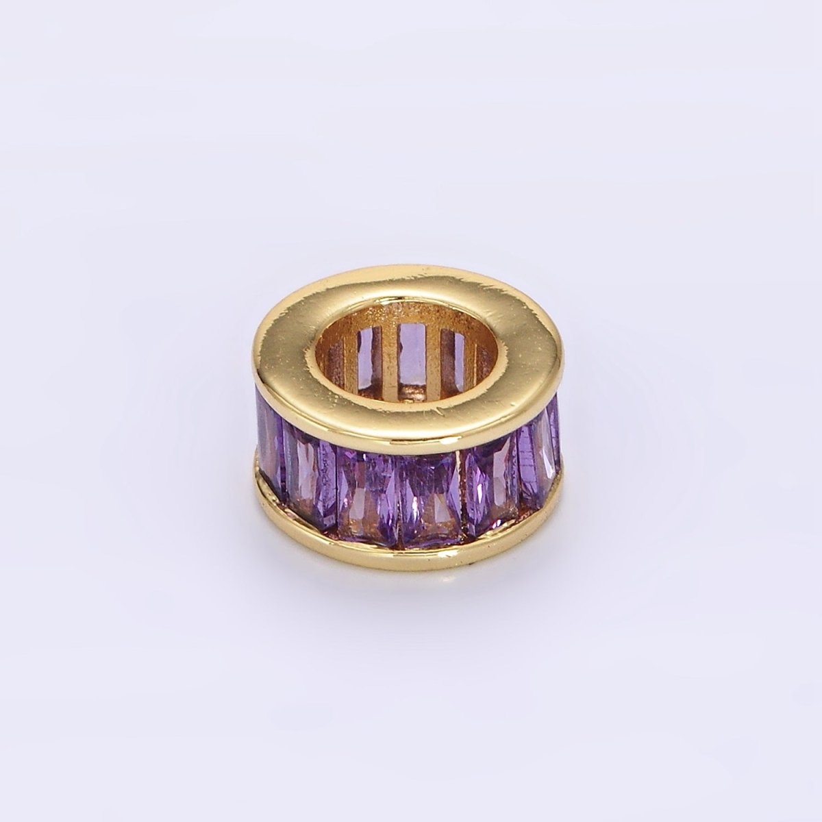 14K Gold Filled CZ Baguette Rondell Bead Birthstone Charm Spacer for Necklace Bracelet | B867 - B872