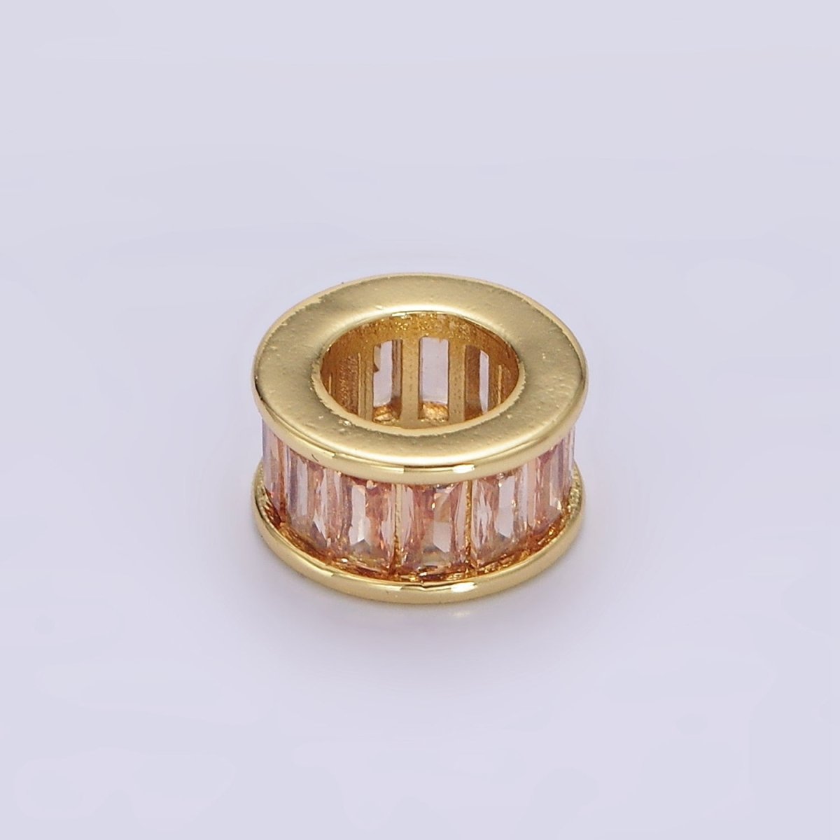 14K Gold Filled CZ Baguette Rondell Bead Birthstone Charm Spacer for Necklace Bracelet | B867 - B872