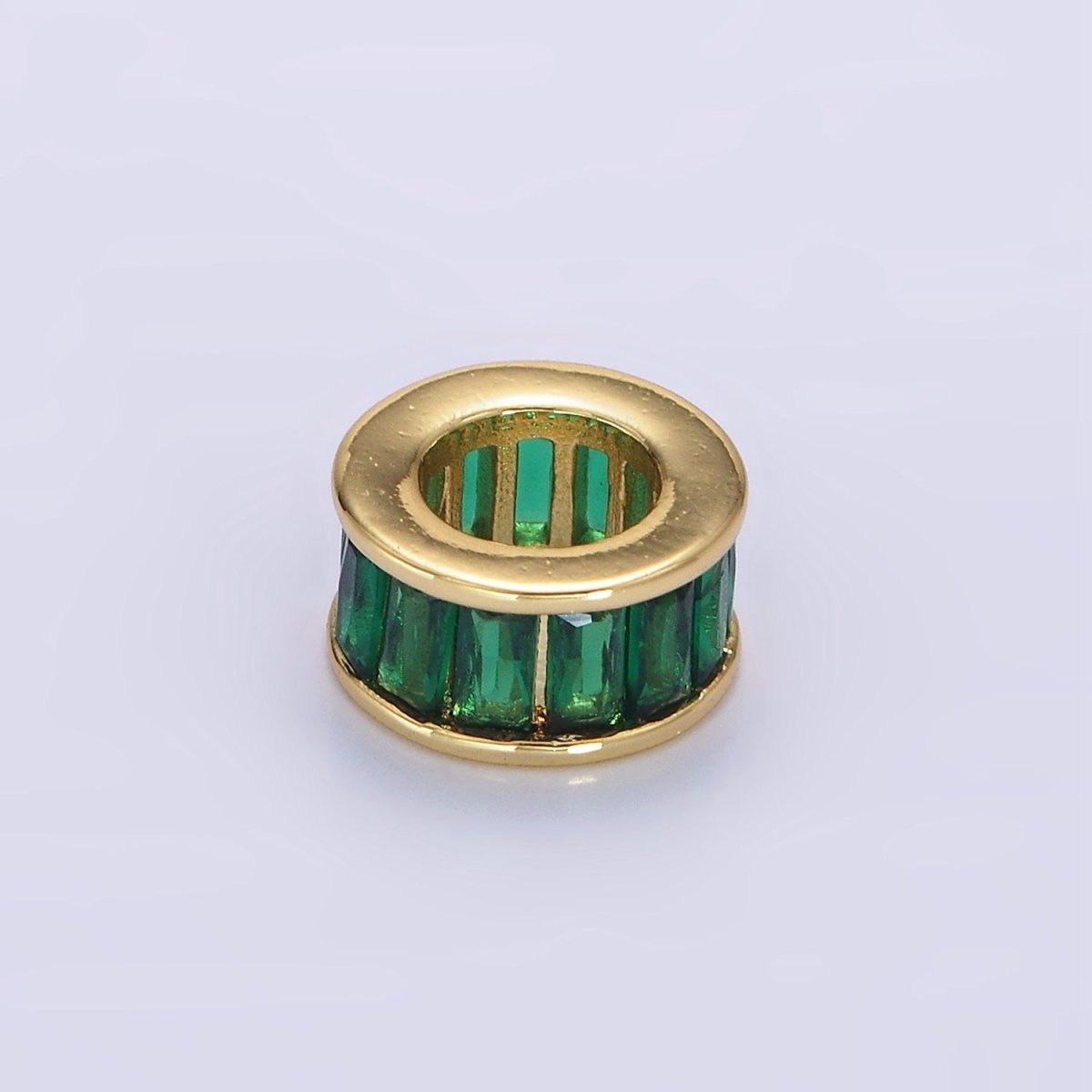 14K Gold Filled CZ Baguette Rondell Bead Birthstone Charm Spacer for Necklace Bracelet | B867 - B872