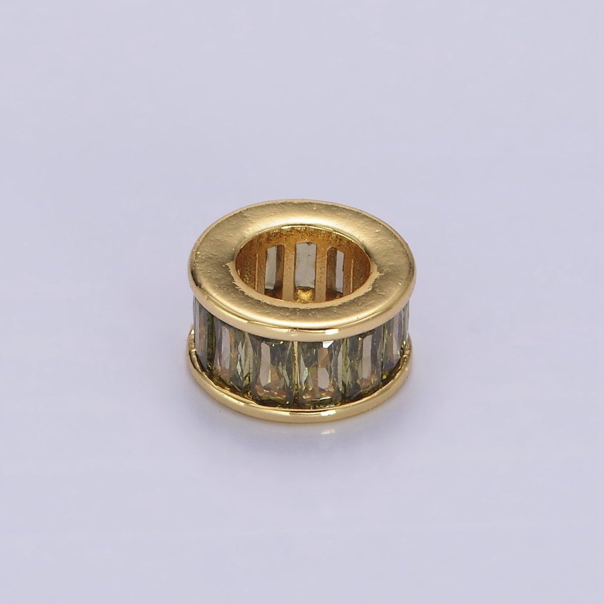 14K Gold Filled CZ Baguette Rondell Bead Birthstone Charm Spacer for Necklace Bracelet | B867 - B872