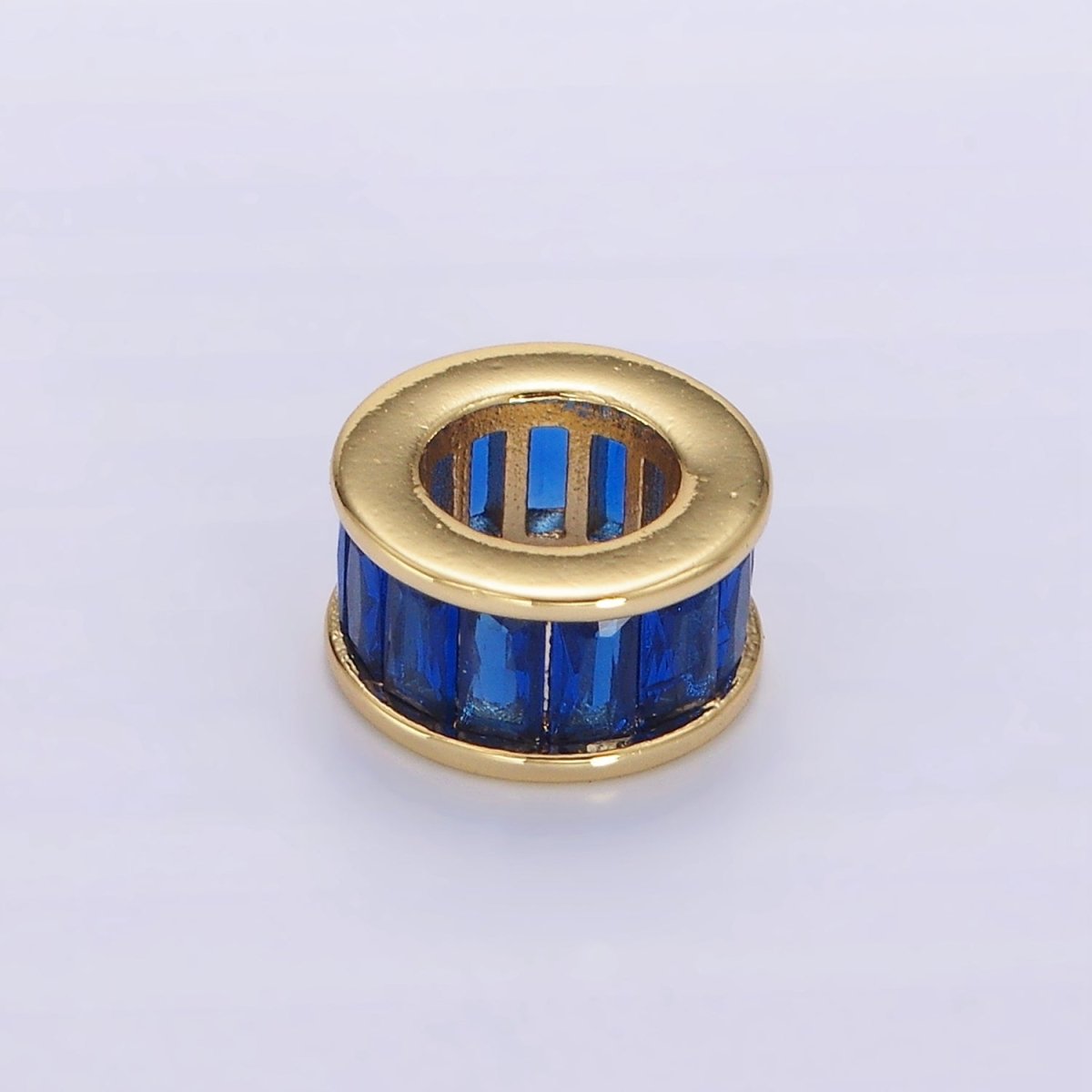 14K Gold Filled CZ Baguette Rondell Bead Birthstone Charm Spacer for Necklace Bracelet | B867 - B872