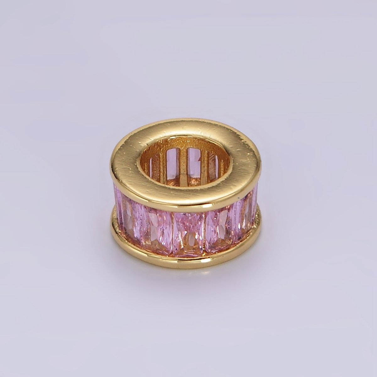 14K Gold Filled CZ Baguette Rondell Bead Birthstone Charm Spacer for Necklace Bracelet | B867 - B872