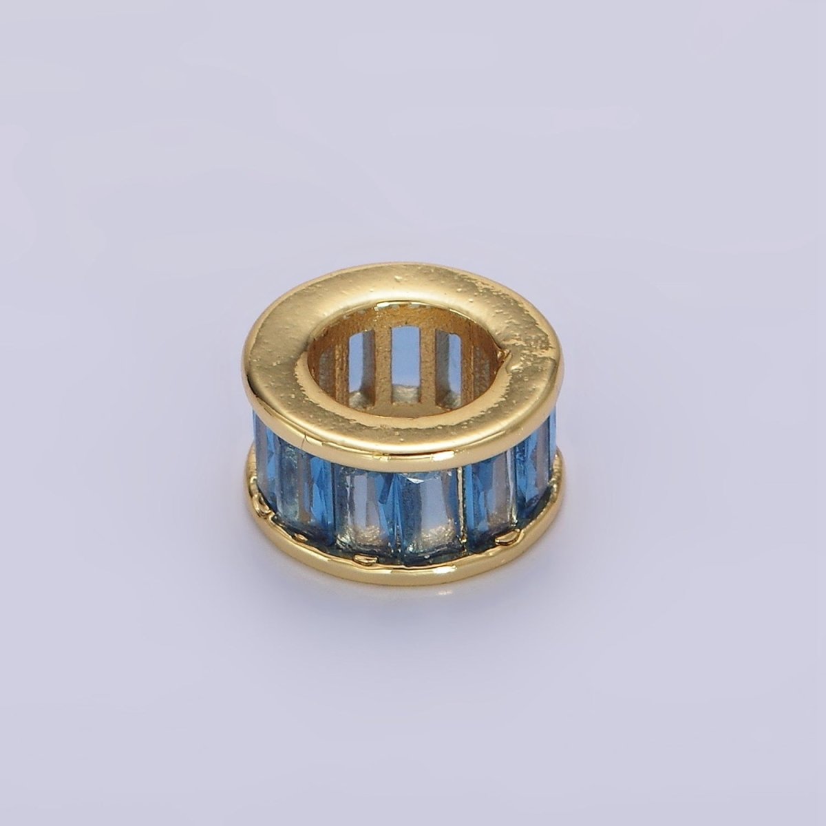 14K Gold Filled CZ Baguette Rondell Bead Birthstone Charm Spacer for Necklace Bracelet | B867 - B872