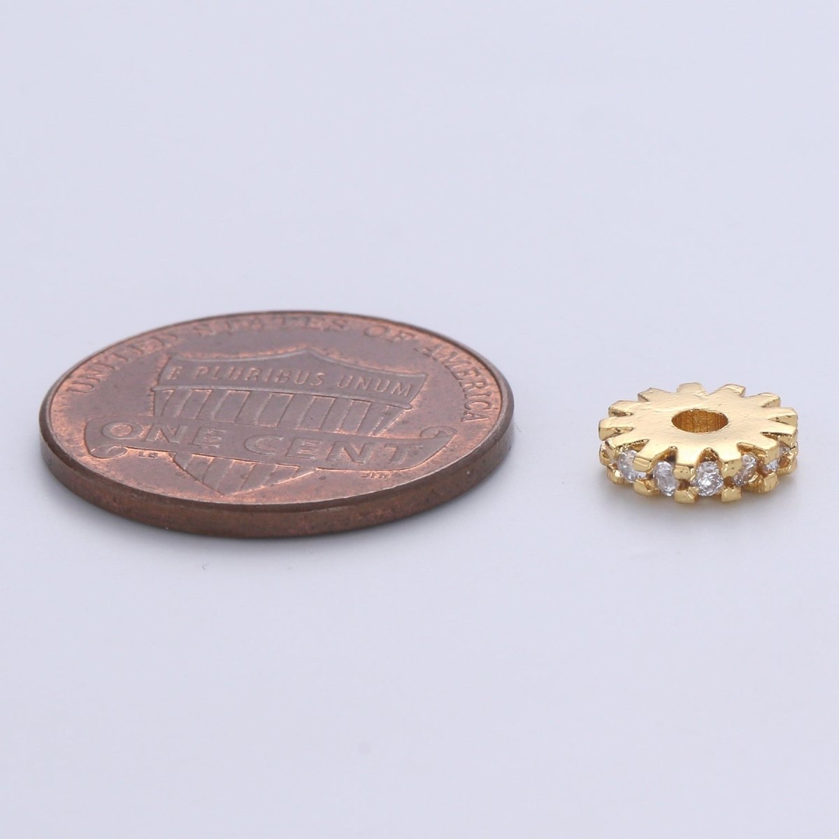 14K Gold Filled CZ Roundels SPACER Bead, Cubic Zirconia CZ Micro Pave Spacer Beads, 8MM B-684