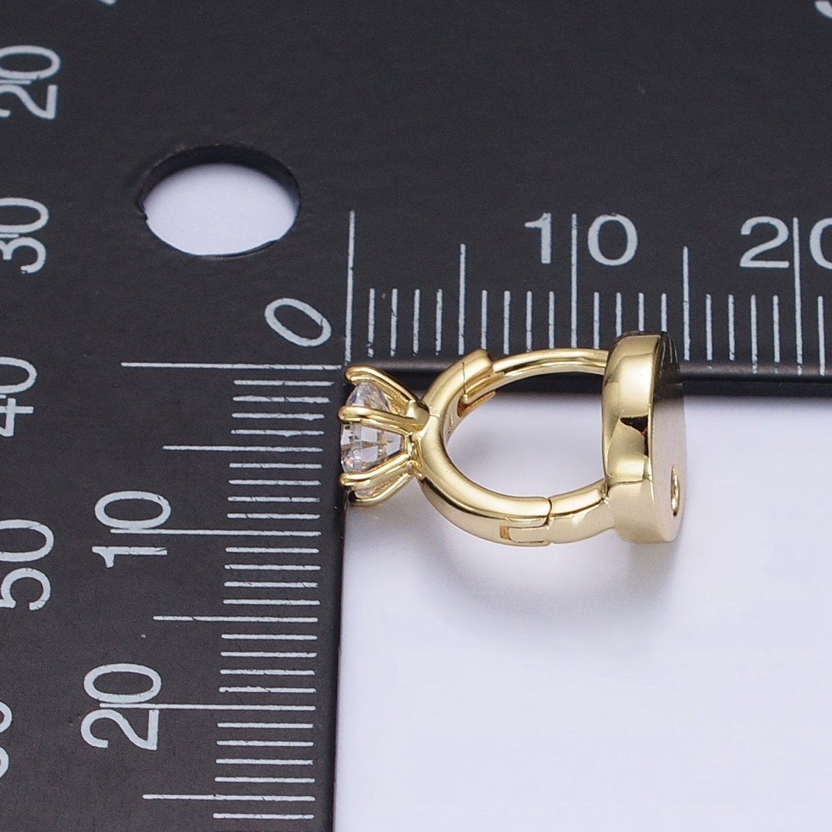 14K Gold Filled Double Sided Round Clear CZ Dotted 11mm Cartilage Huggie Earrings | AD1463