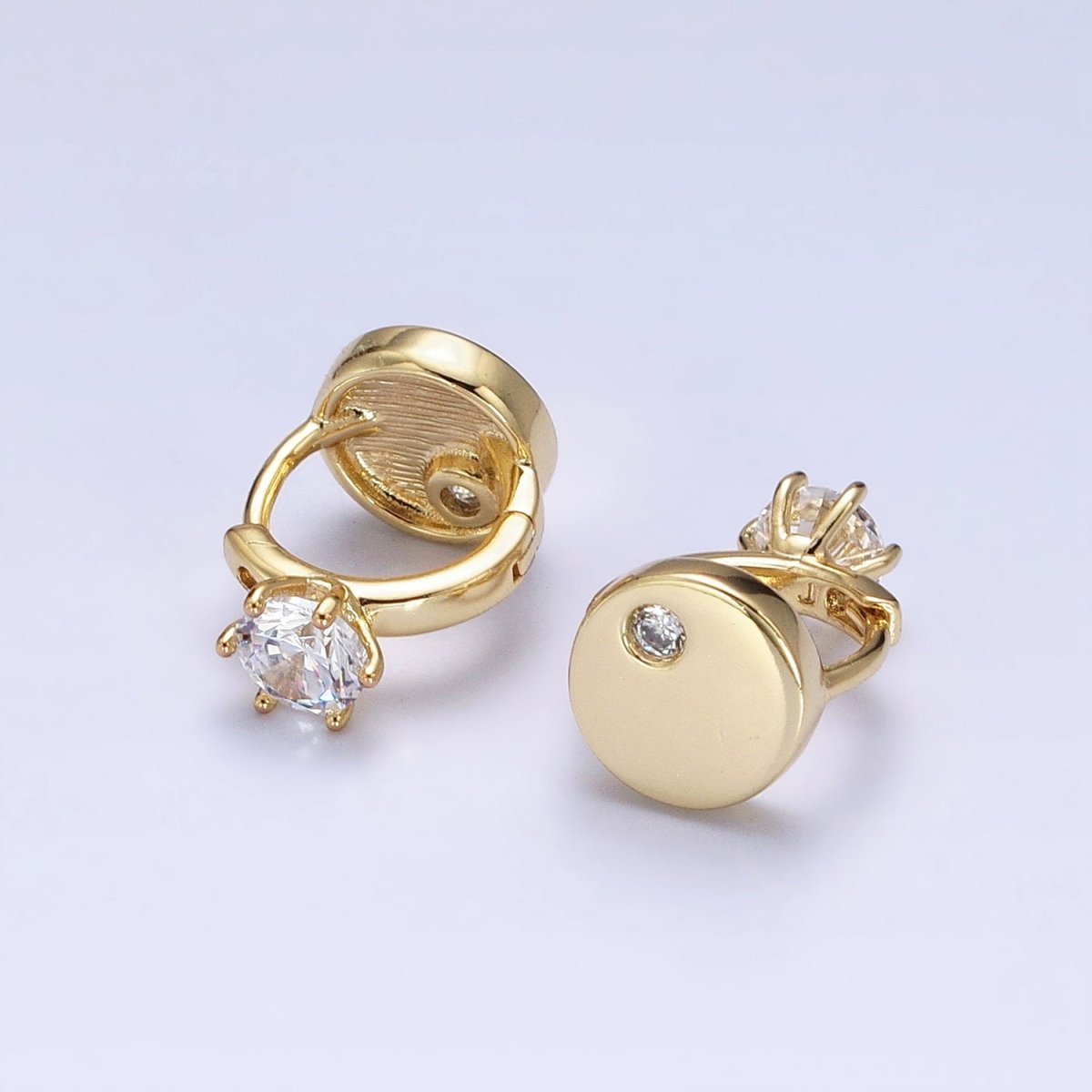 14K Gold Filled Double Sided Round Clear CZ Dotted 11mm Cartilage Huggie Earrings | AD1463