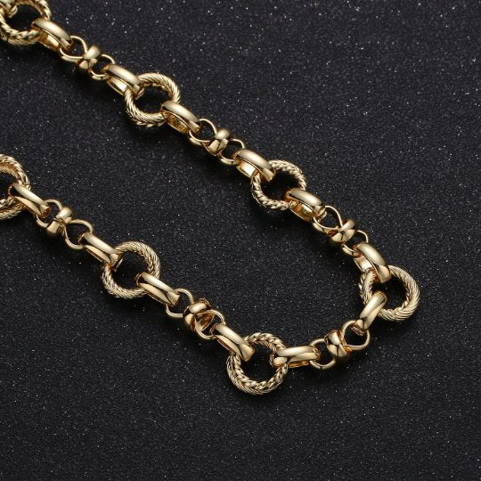 14k Gold Plated Fancy Chain by Yard, Link Cable Double Eternity Chain Wholesale bulk Chain Jewelry Making | ROLL-307