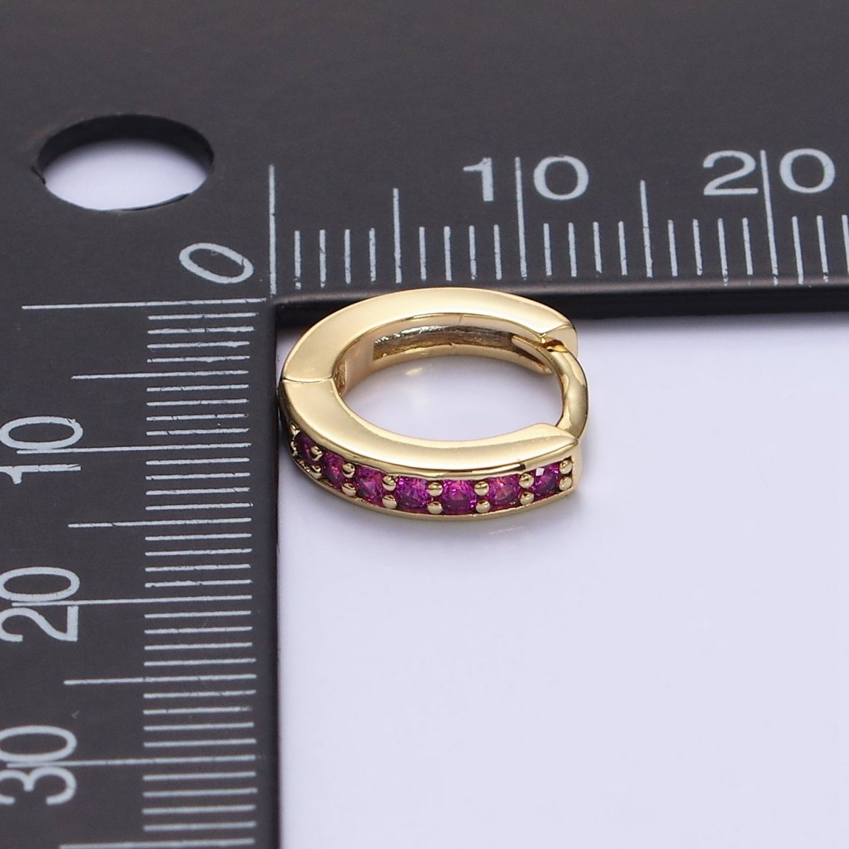 14K Gold Filled Fuchsia Micro Paved CZ 12mm Cartilage Huggie Earrings | AE580