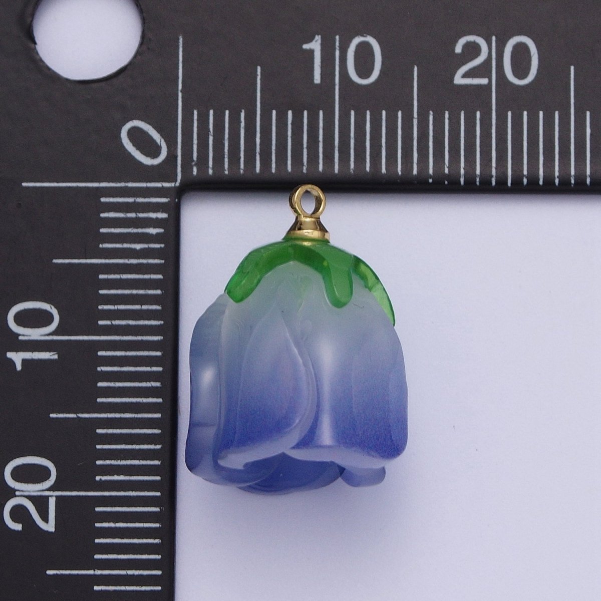 14K Gold Filled Glass Flower Tulip Rose Resin Charm Supply For DIY Summer Jewelry Making | X-736 X-737 X-738 X-739