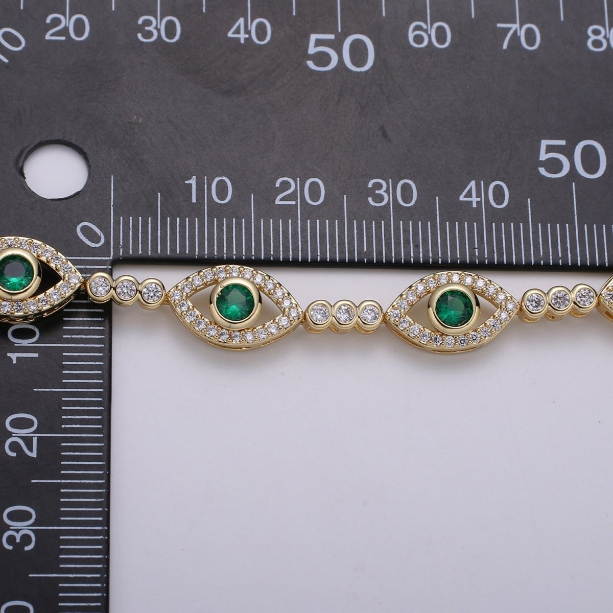 14k Gold Filled Green Evil Eye Bracelet, Blue Eye Protection Bracelet Cubic Zirconia Stacking Bracelet, Amulet Jewelry Gift Ideas, Boho Jewelry | CN-959 CN-960 CN-961 Clearance Pricing