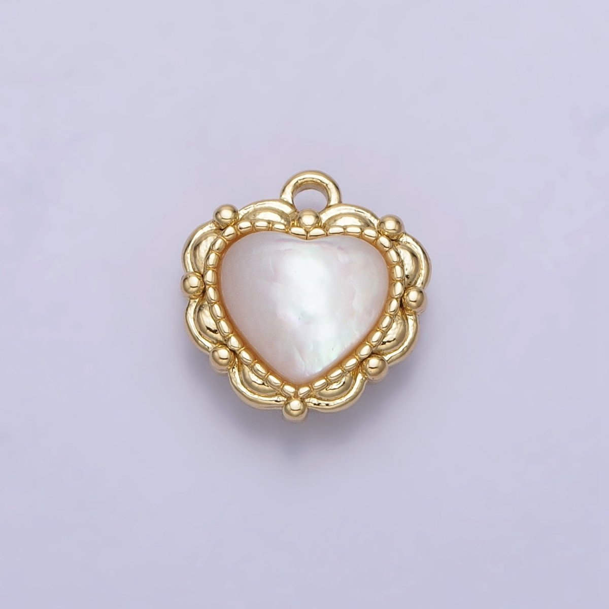 14K Gold Filled Heart Shell Pearl Artisan Charm | AC-1046