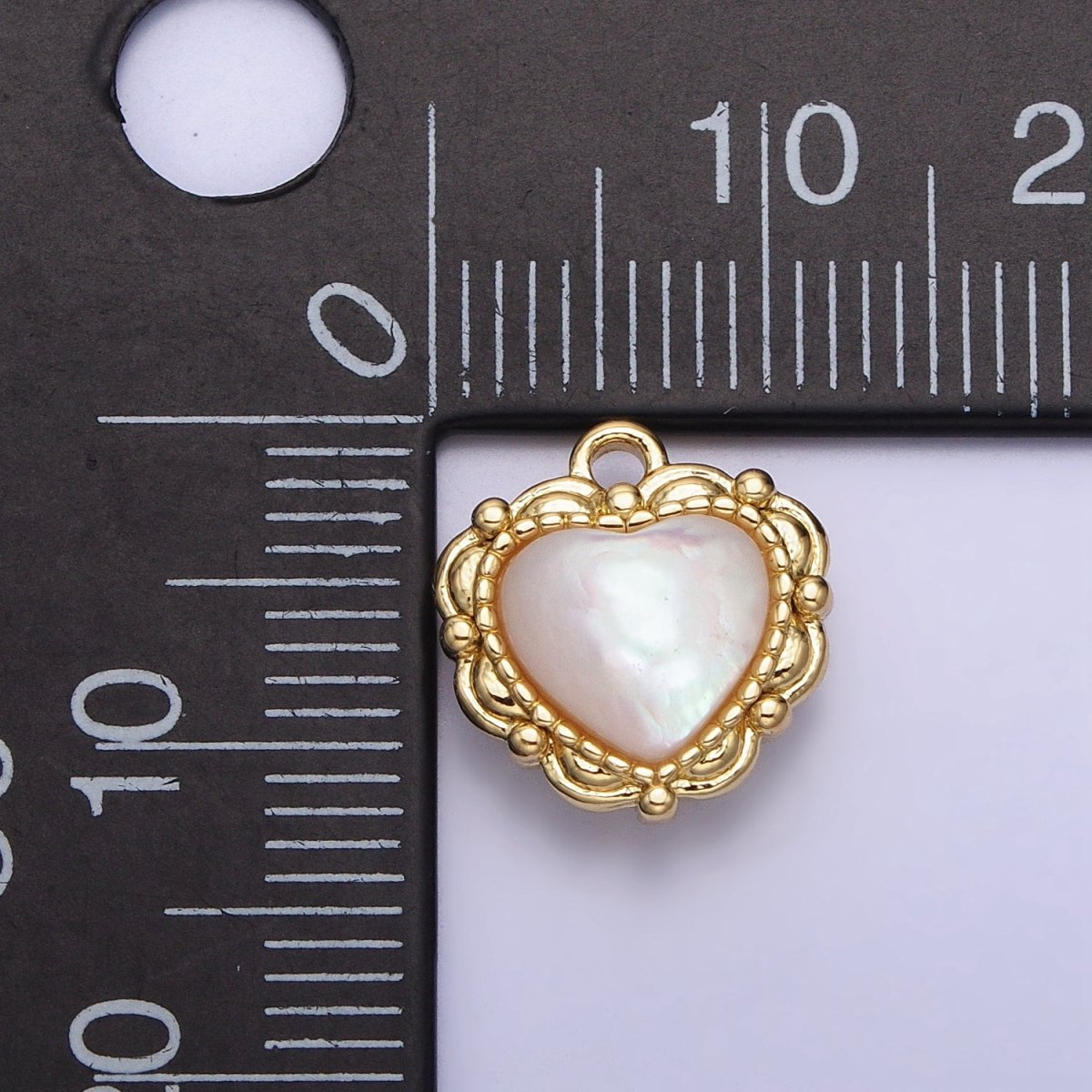 14K Gold Filled Heart Shell Pearl Artisan Charm | AC-1046