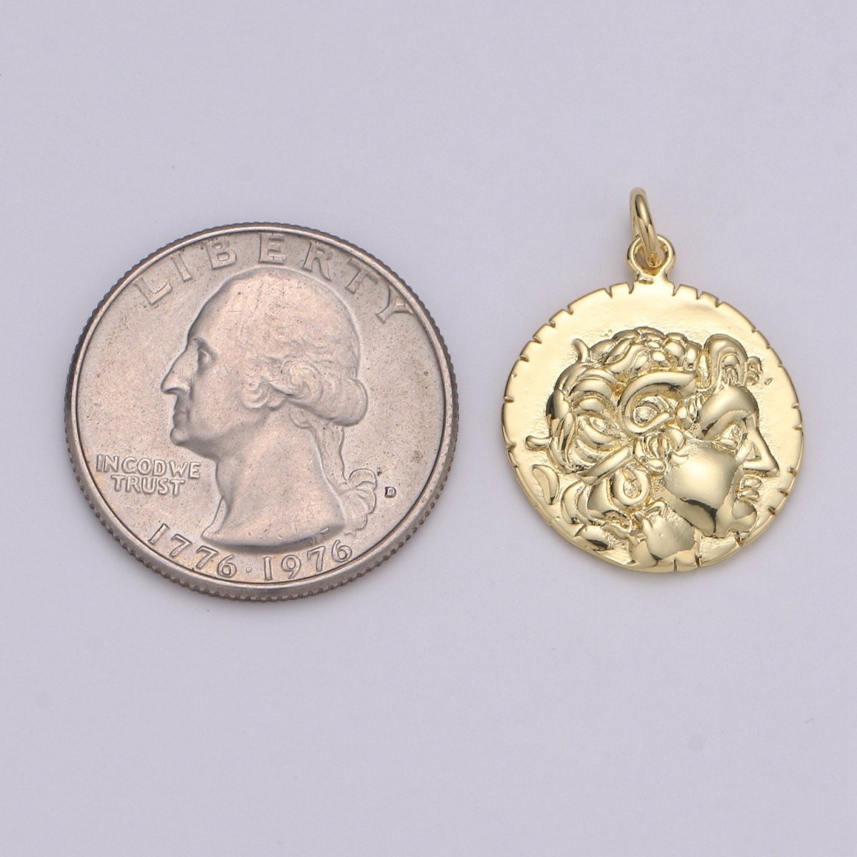 14k Gold Filled Hercules Coin Pendant Ancient Coin Pendant, Greek Warrior Heracles Coin Pendant, Fancy DIY jewelry, Warrior  Pendant D-203