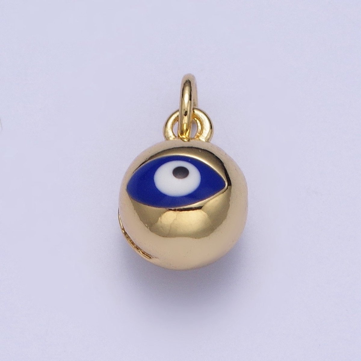 14K Gold Filled Jingle Bell Blue, White Evil Eye Charm of Bell for Amulet Jewelry Making | X-196 X-197