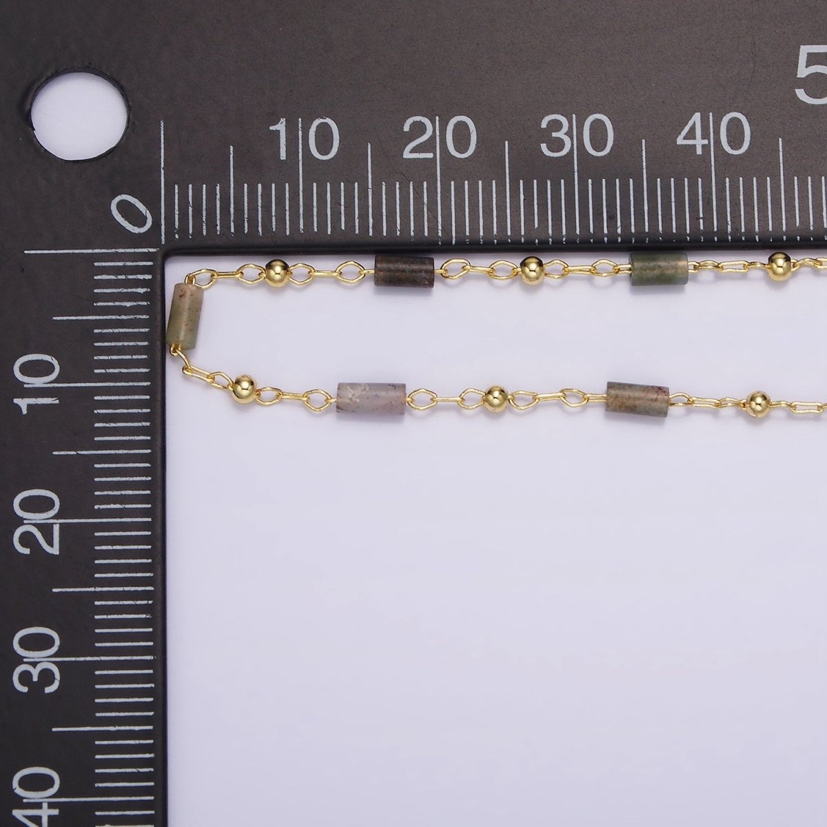 14K Gold Filled Labradorite Tube Cable Satellite Unfinished Cable Chain For Jewelry Making | ROLL-1421
