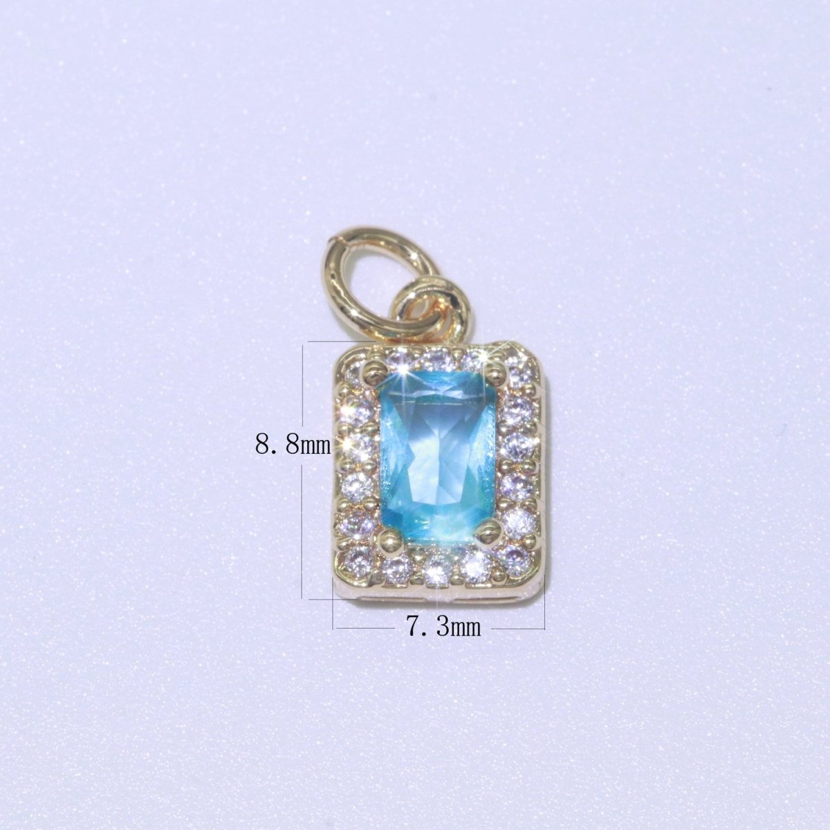 14k Gold Filled Micro Pave CZ Geometric Pendant Charm Emerald Cut Pendant Charm Geometric DIY Jewelry 8.8x7.3mm