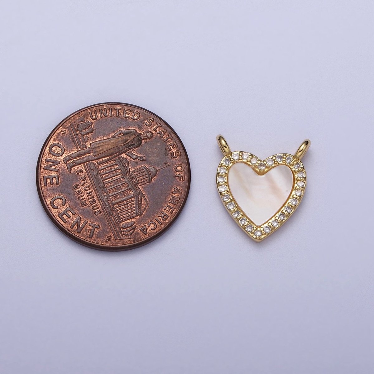 14K Gold Filled Micro Paved CZ Heart Love Shell Pearl Link Connector | Y-636