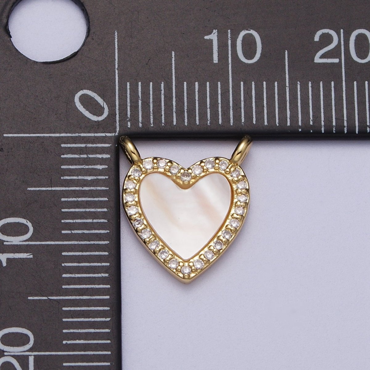 14K Gold Filled Micro Paved CZ Heart Love Shell Pearl Link Connector | Y-636