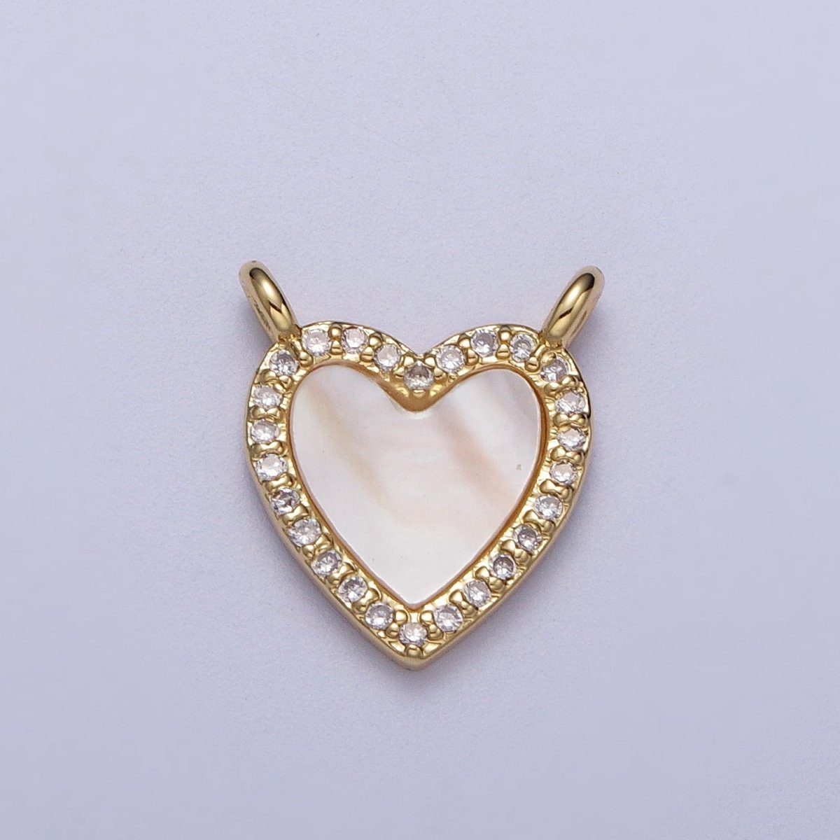 14K Gold Filled Micro Paved CZ Heart Love Shell Pearl Link Connector | Y-636