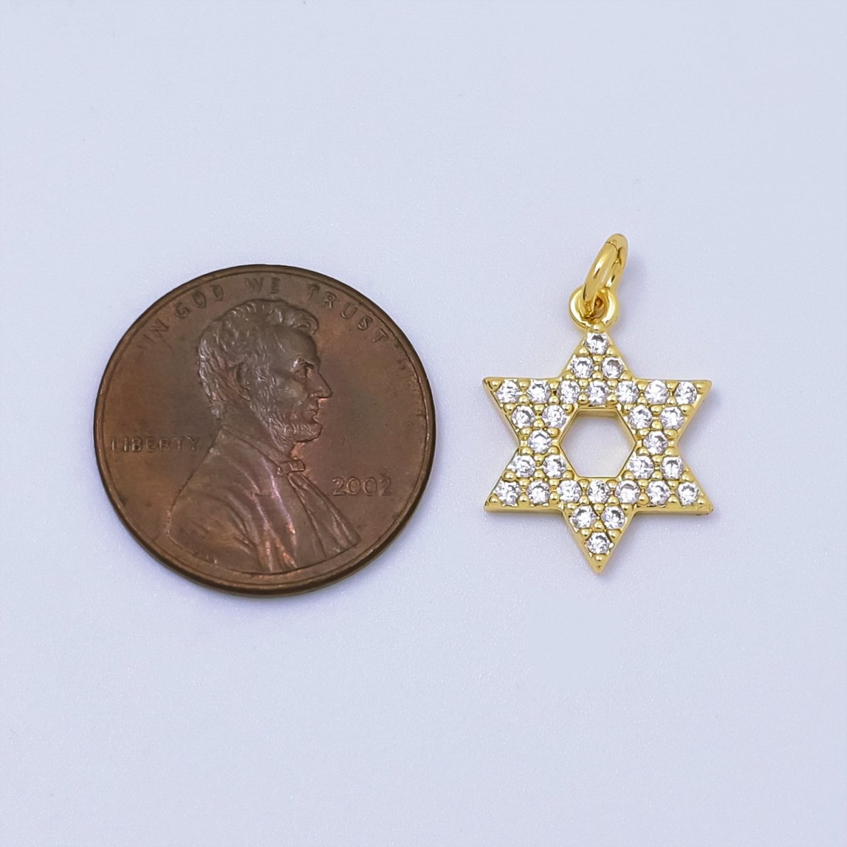 14K Gold Filled Micro Paved CZ Judaism Jewish Star of David Religious Charm | C173