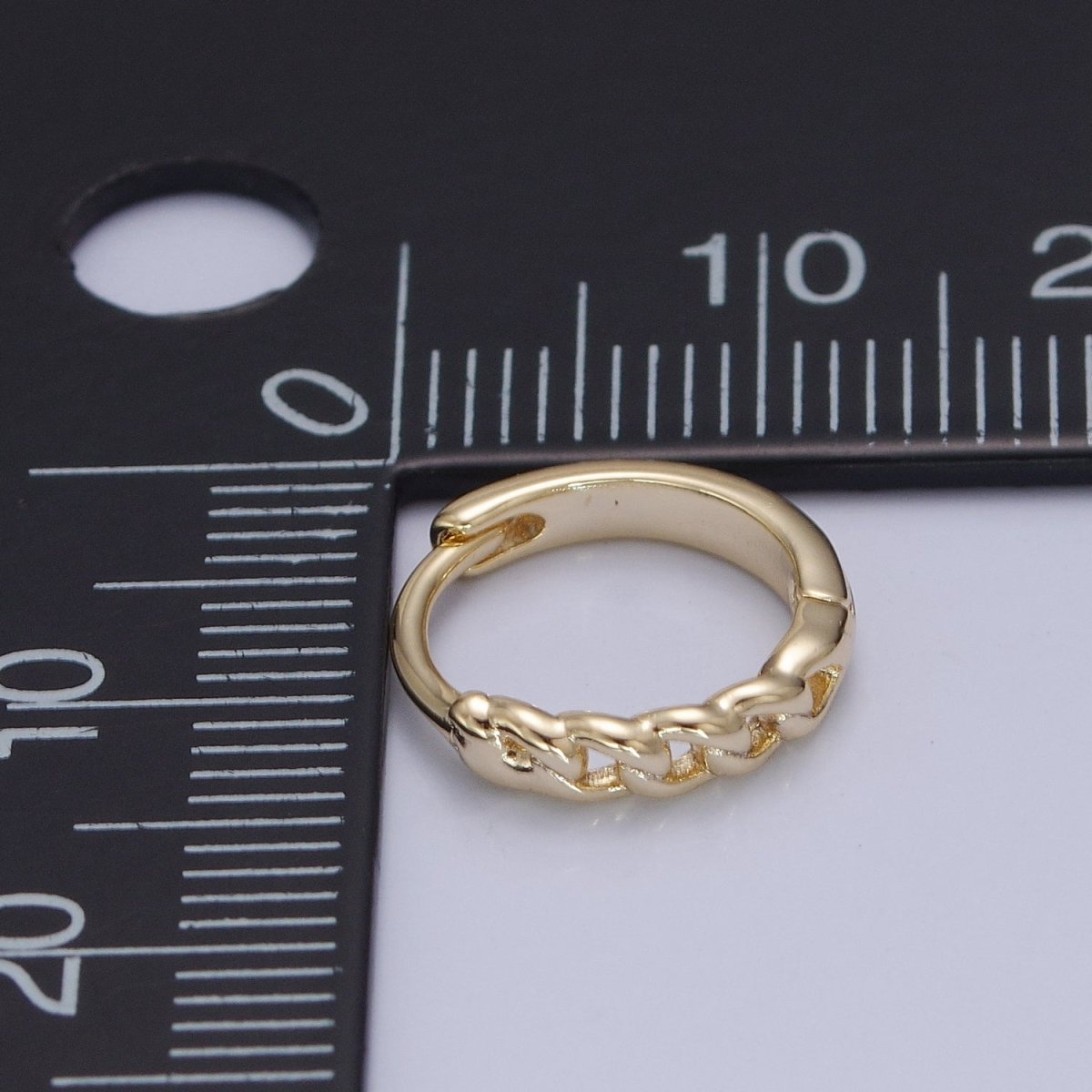 14K Gold Filled Mini Braided Figaro Curb Chain Link Huggie Hoop Earrings P-375