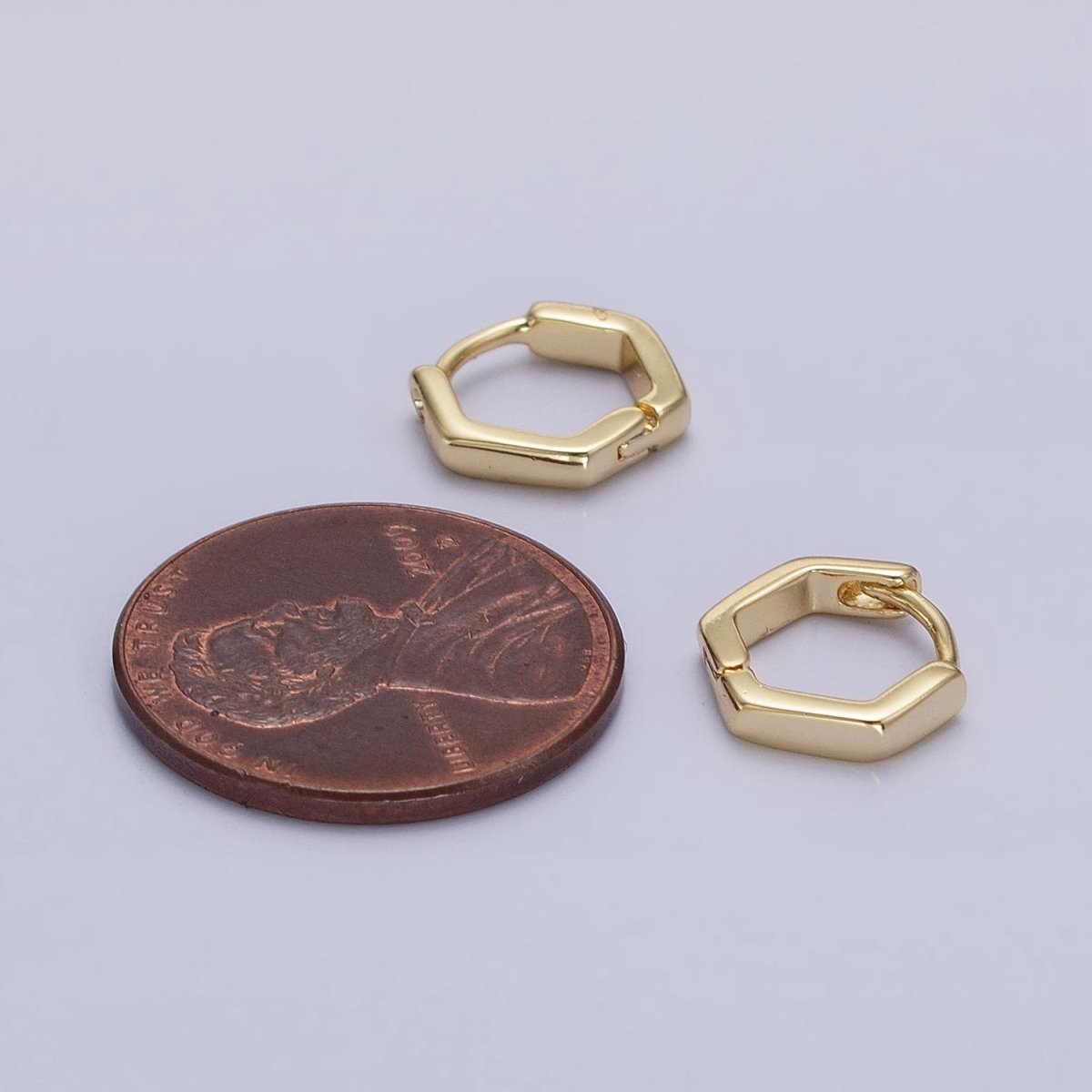 14K Gold Filled Mini Hexagonal 10mm Cartilage Earring Huggie  | AB1527