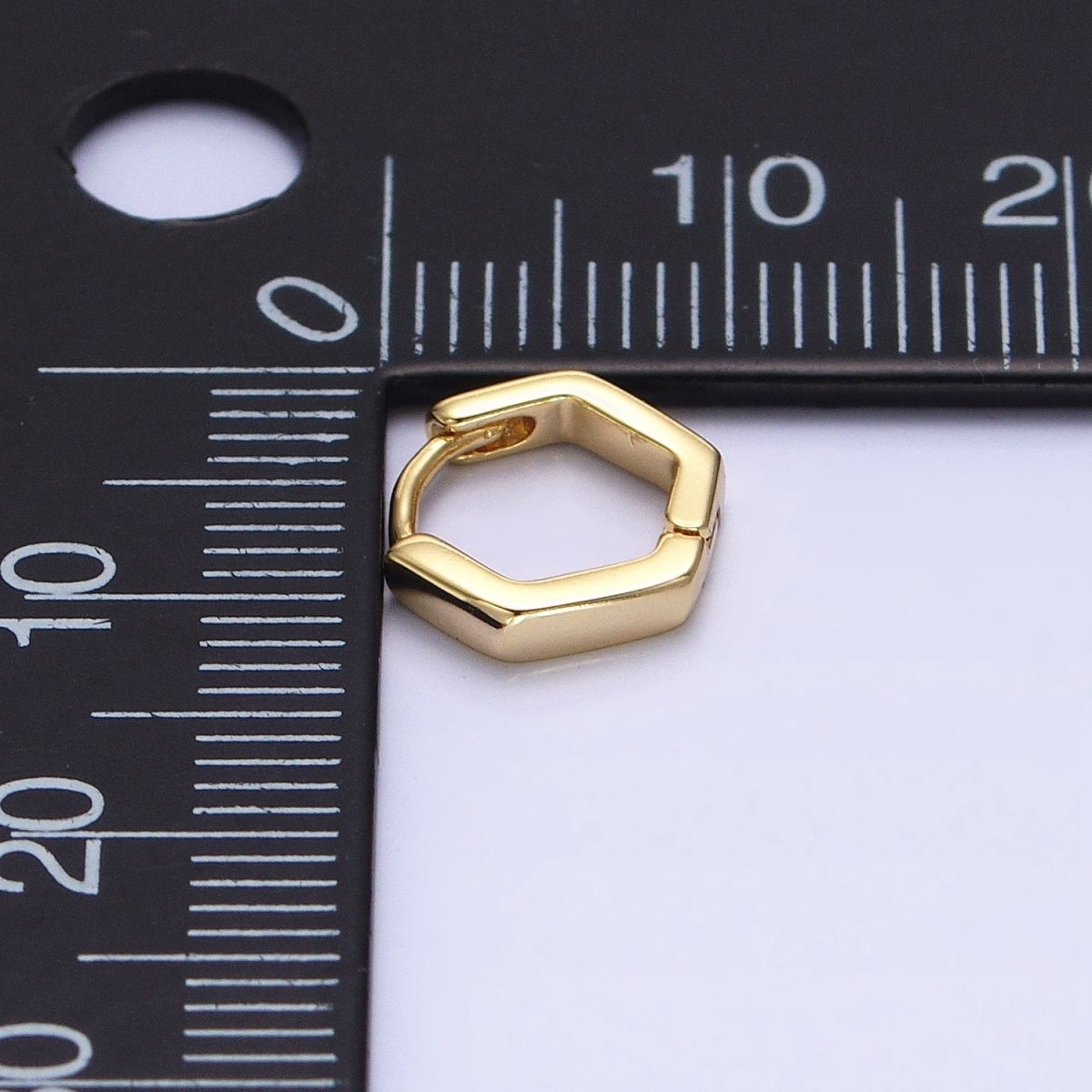 14K Gold Filled Mini Hexagonal 10mm Cartilage Earring Huggie  | AB1527