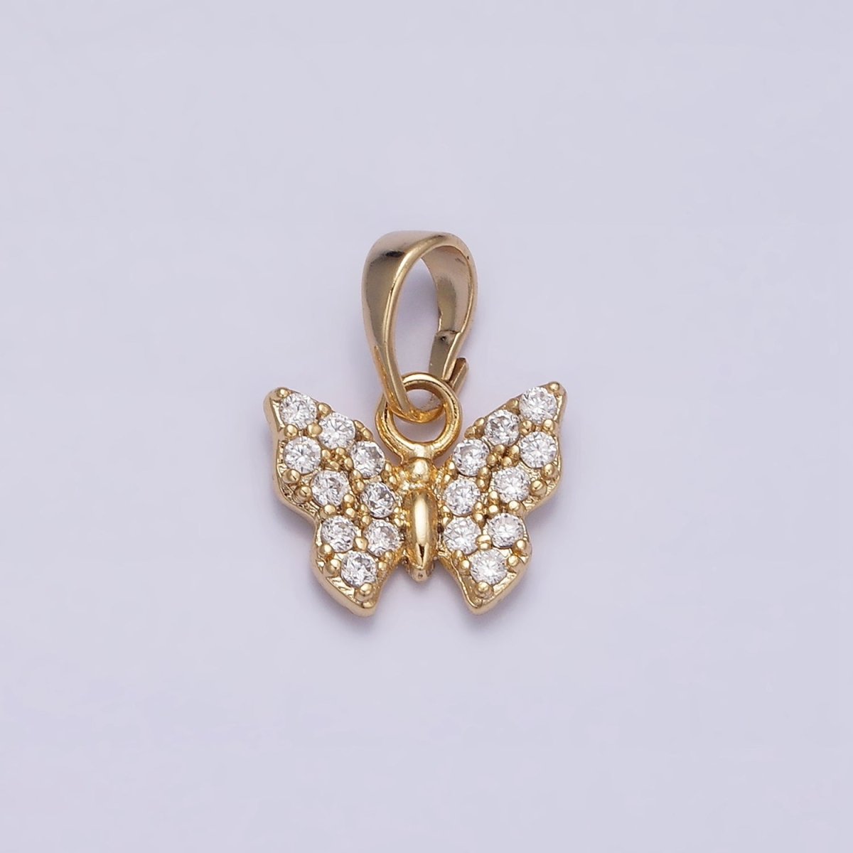 14K Gold Filled Mini Micro Paved CZ Butterfly Mariposa Pendant | AA523