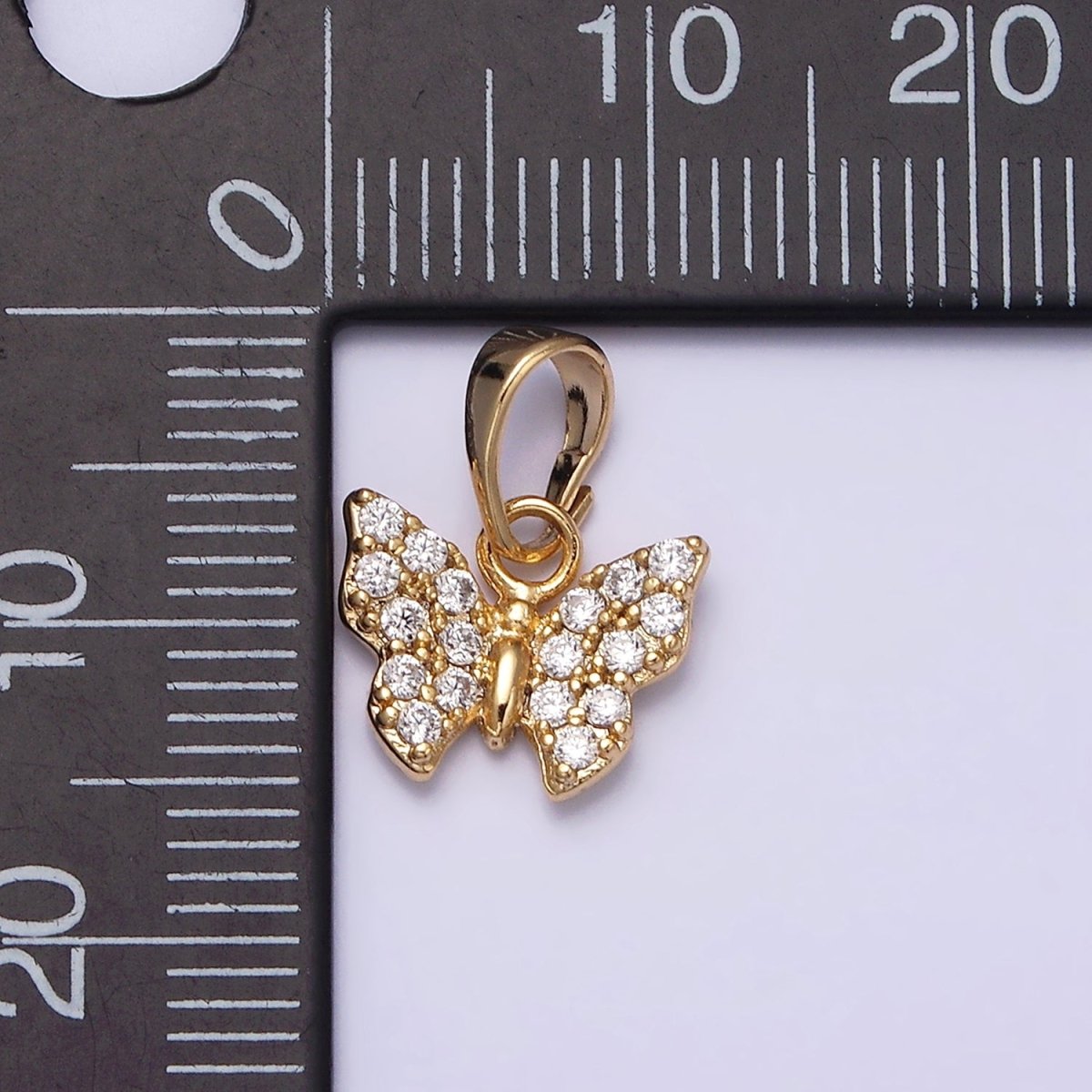 14K Gold Filled Mini Micro Paved CZ Butterfly Mariposa Pendant | AA523