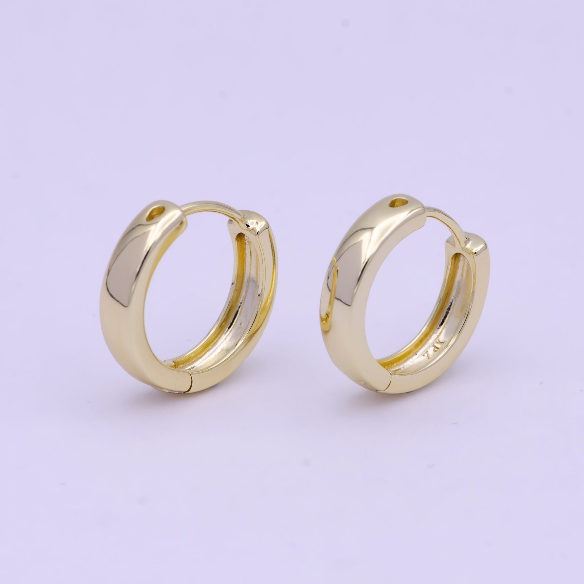 14K Gold Filled Minimalist 17.7mm Everyday Huggie Earrings | T-140
