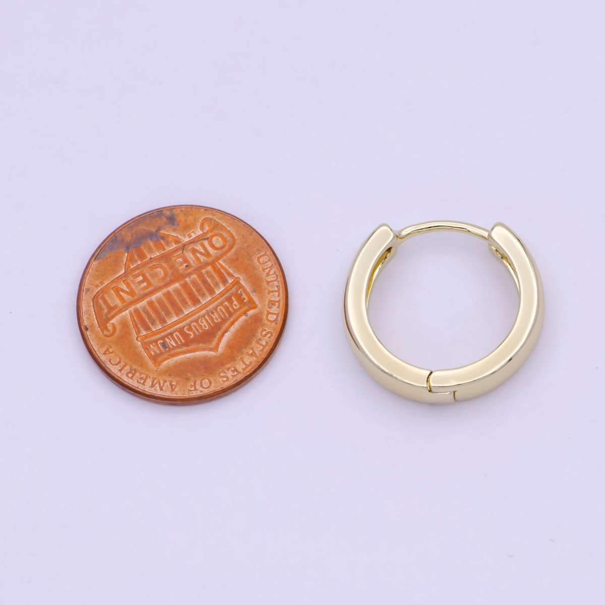 14K Gold Filled Minimalist 17.7mm Everyday Huggie Earrings | T-140