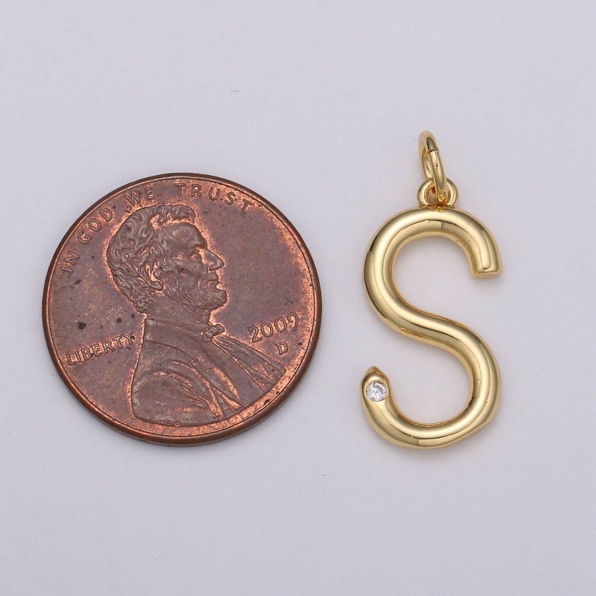 14K Gold Filled Minimalist Initial Clear CZ Personalized Letter Charm | A-171 to A-183