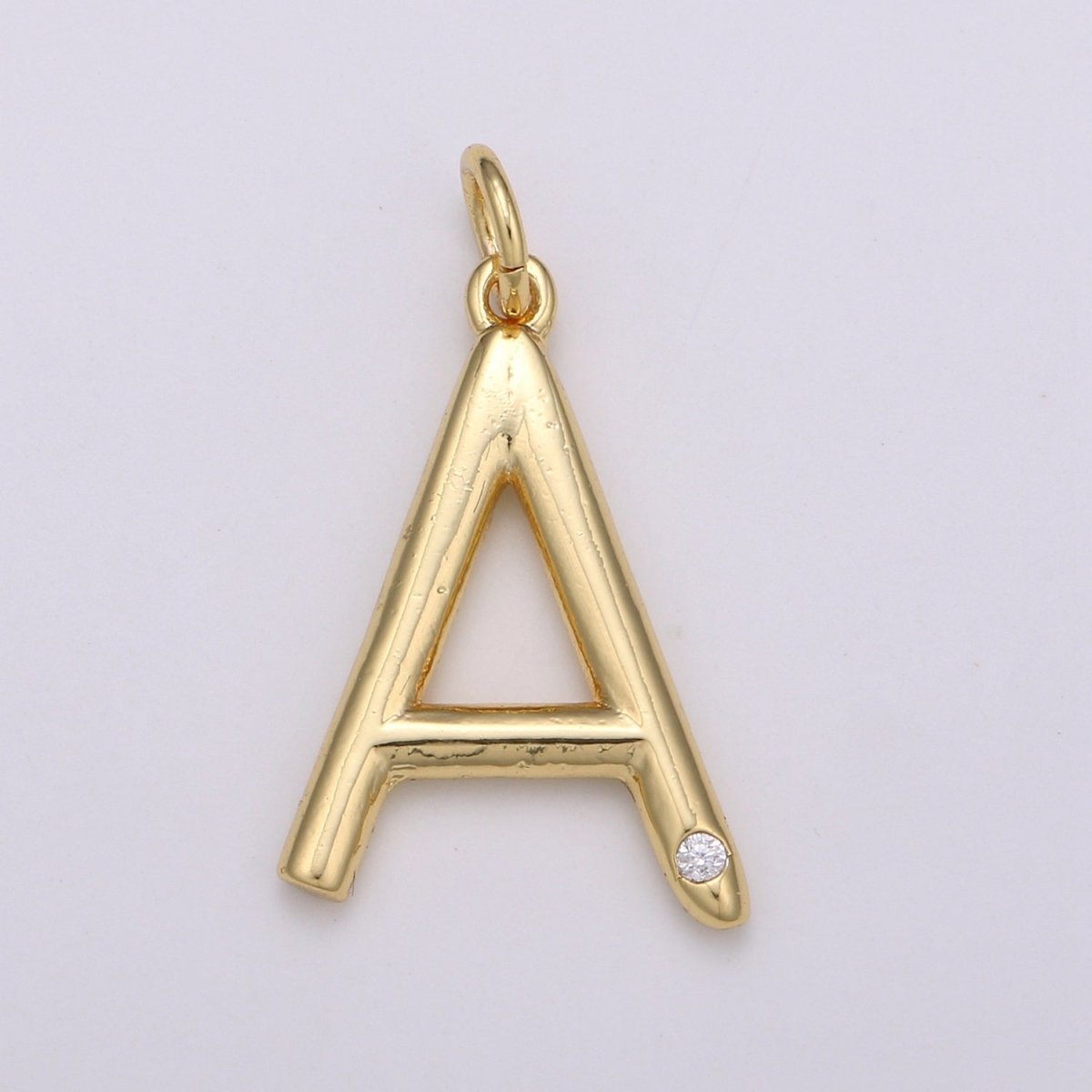 14K Gold Filled Minimalist Initial Clear CZ Personalized Letter Charm | A-171 to A-183