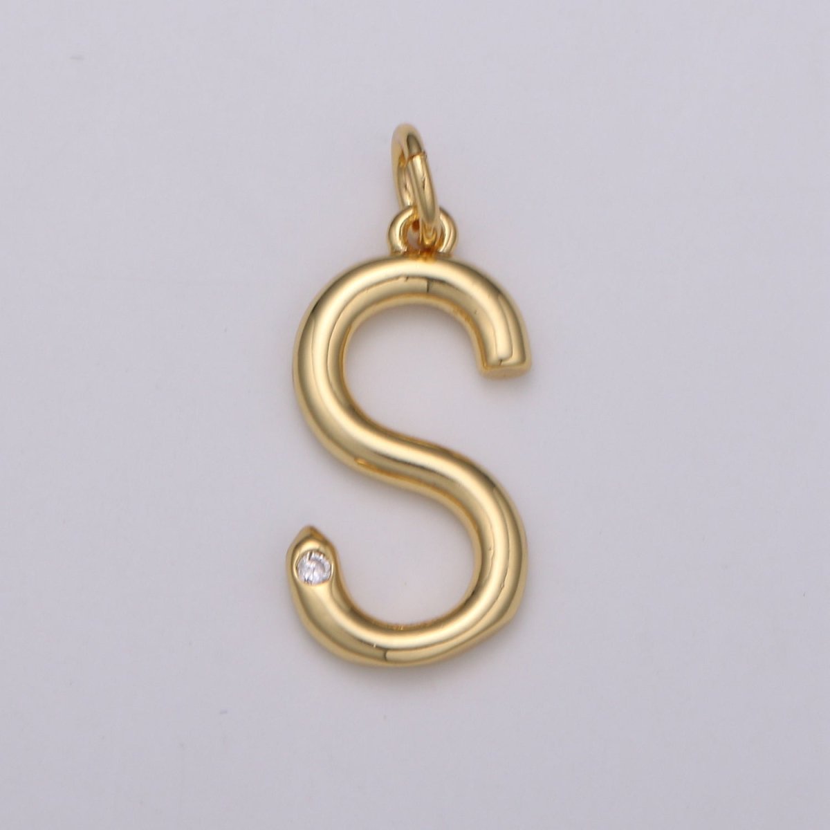 14K Gold Filled Minimalist Initial Clear CZ Personalized Letter Charm | A-171 to A-183