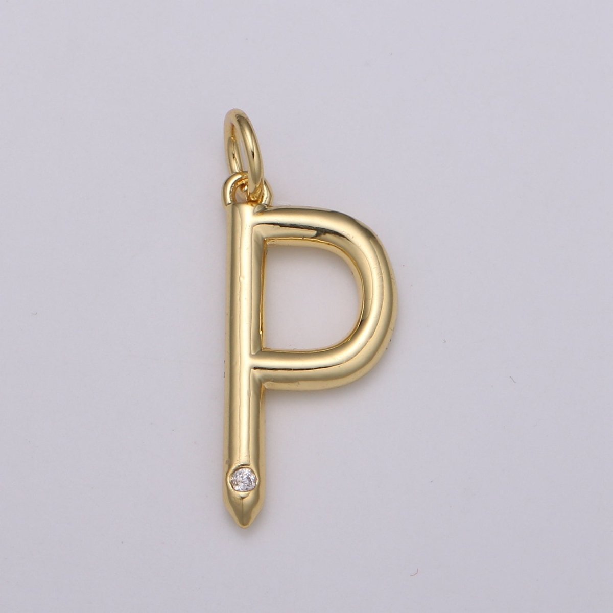 14K Gold Filled Minimalist Initial Clear CZ Personalized Letter Charm | A-171 to A-183