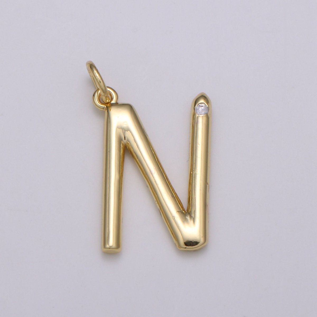 14K Gold Filled Minimalist Initial Clear CZ Personalized Letter Charm | A-171 to A-183