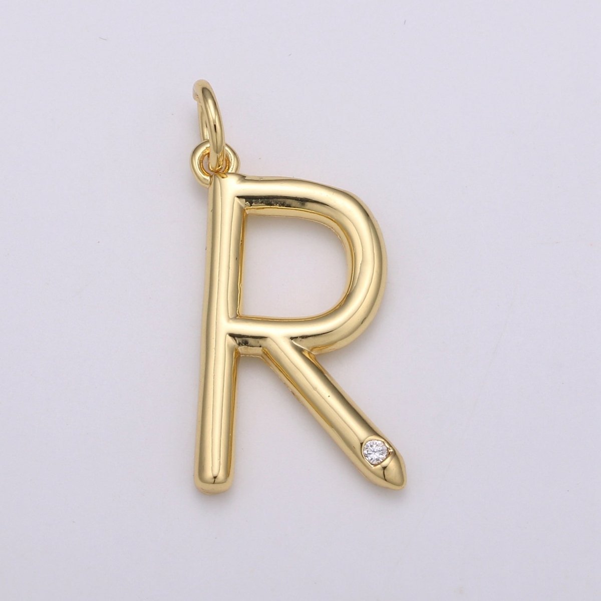14K Gold Filled Minimalist Initial Clear CZ Personalized Letter Charm | A-171 to A-183